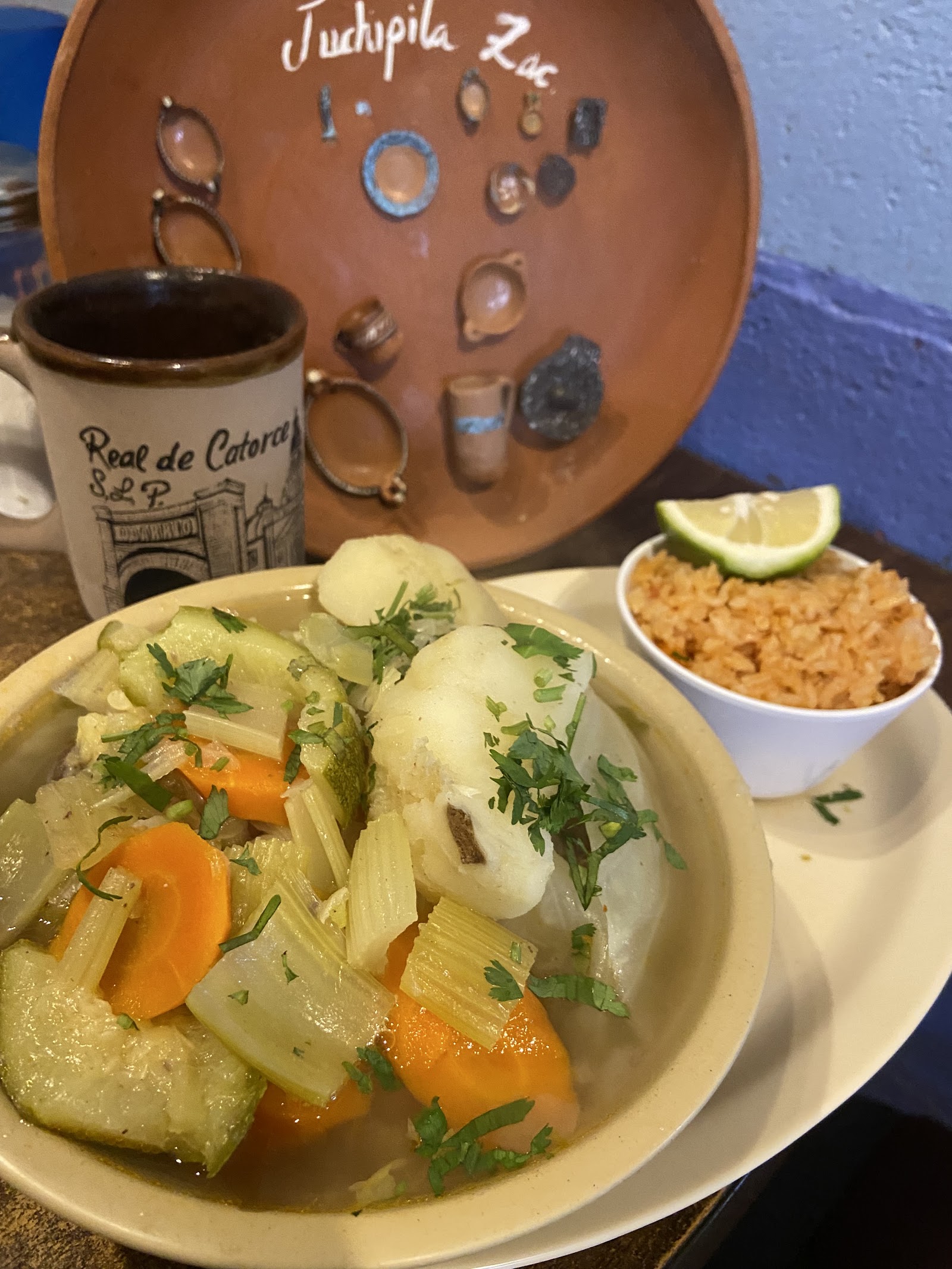 Traditional Mexican plate with rice and beans